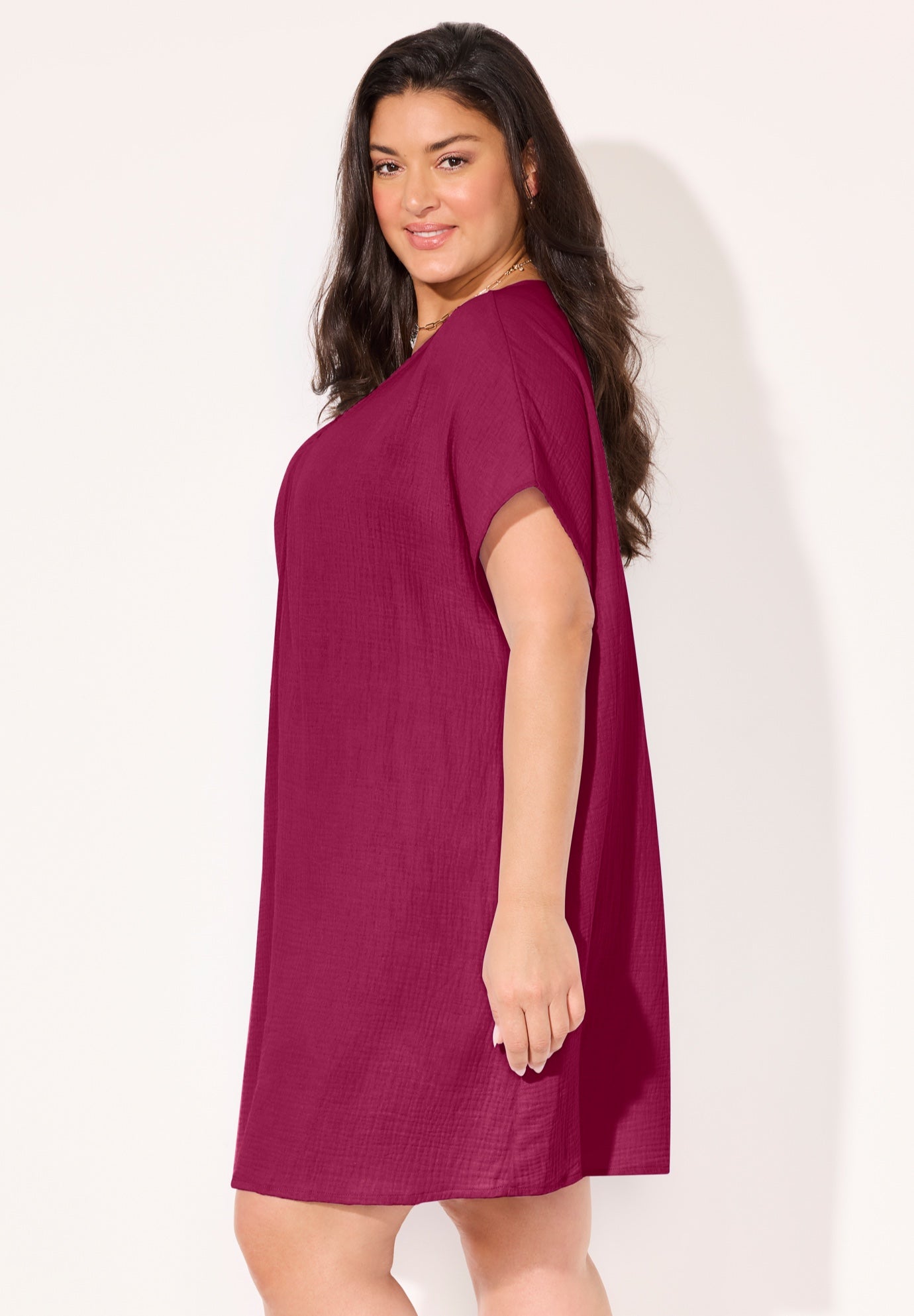 Cotton Gauze Ring Front Cover Up Dress image number 2