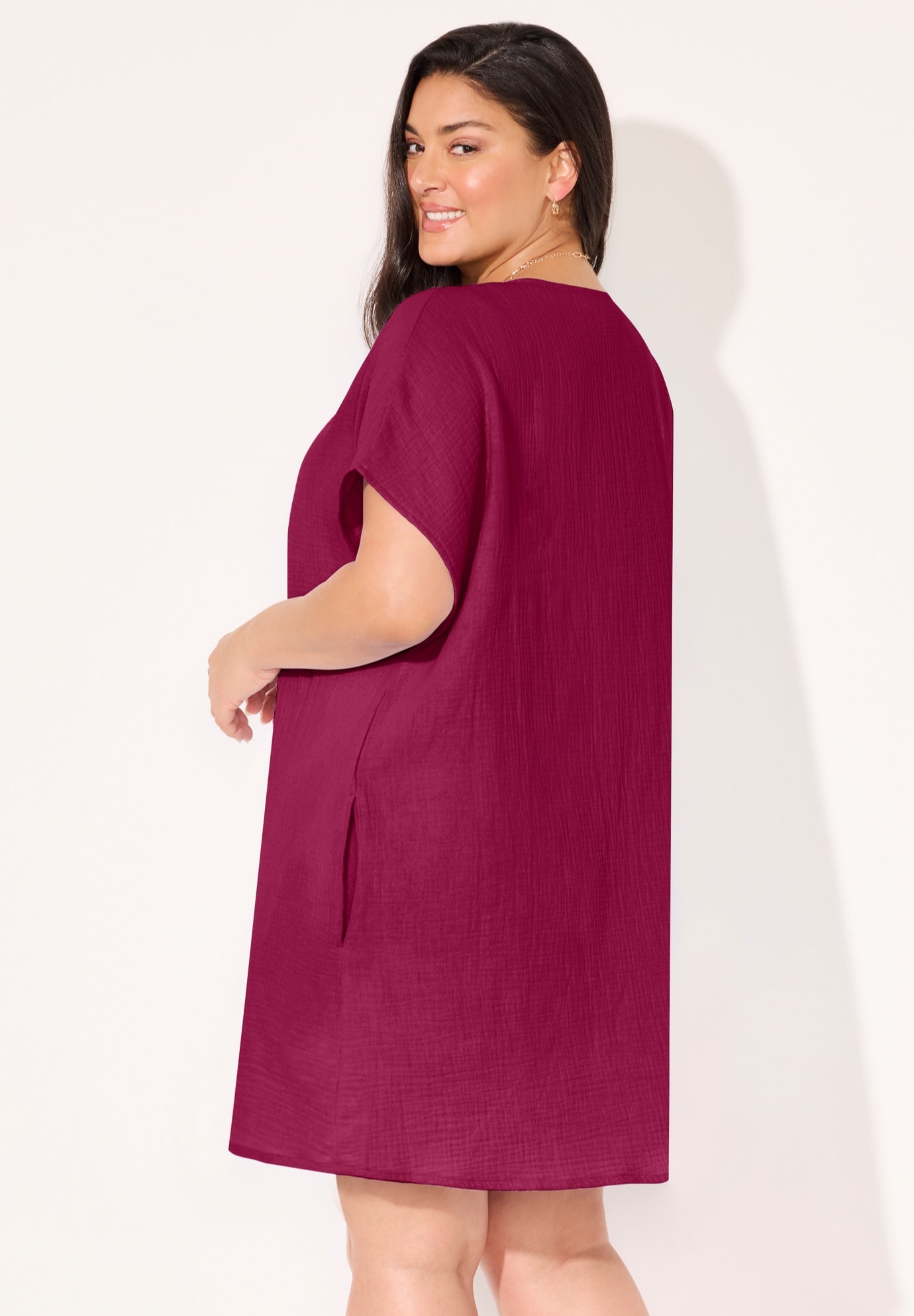 Cotton Gauze Ring Front Cover Up Dress image number 3