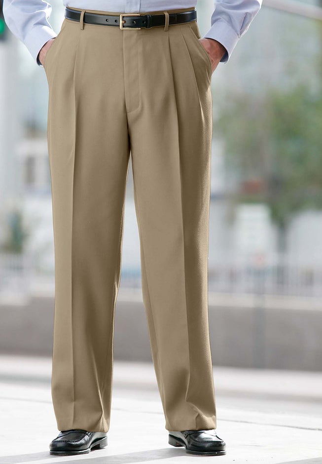 No Hassle Classic Fit Expandable Waist Double-Pleat Dress Pants image number 5