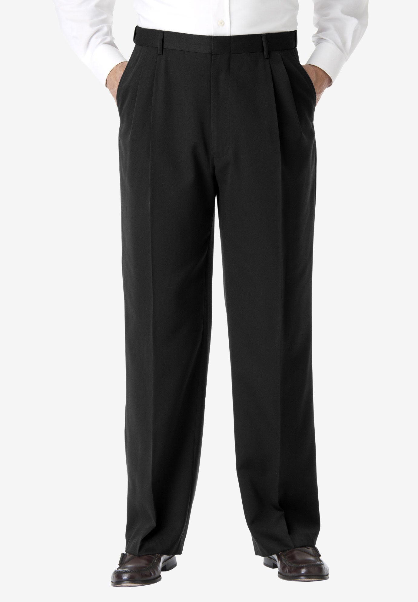 No Hassle Classic Fit Expandable Waist Double-Pleat Dress Pants image number 0