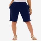 Plus Size Soft Knit Pull-on Bermuda Short image number null