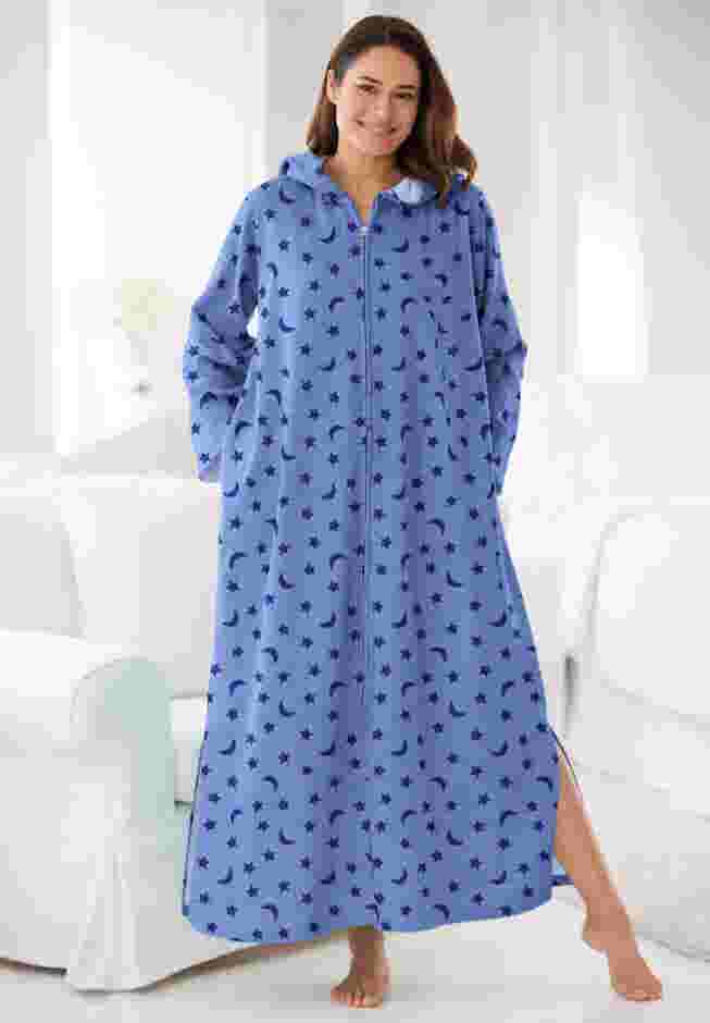 Long Hooded Fleece Sweatshirt Robe image number 4