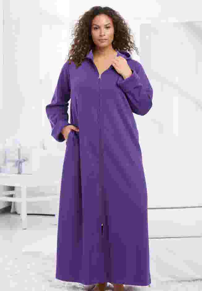 Long Hooded Fleece Sweatshirt Robe image number 5