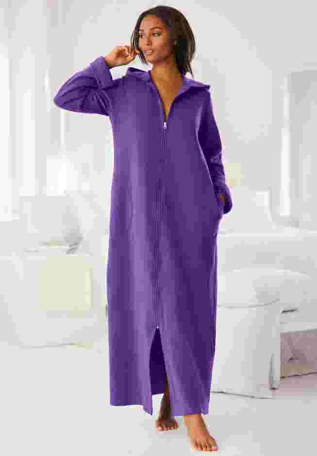 Long Hooded Fleece Sweatshirt Robe image number 6