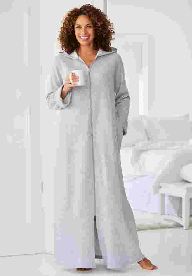Long Hooded Fleece Sweatshirt Robe image number 7