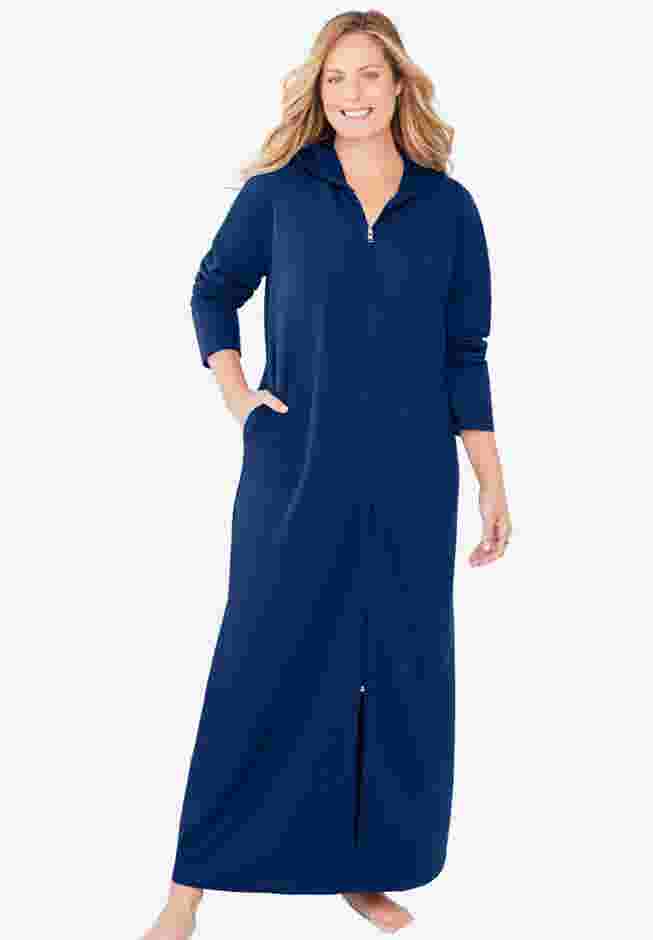 Long Hooded Fleece Sweatshirt Robe image number 0