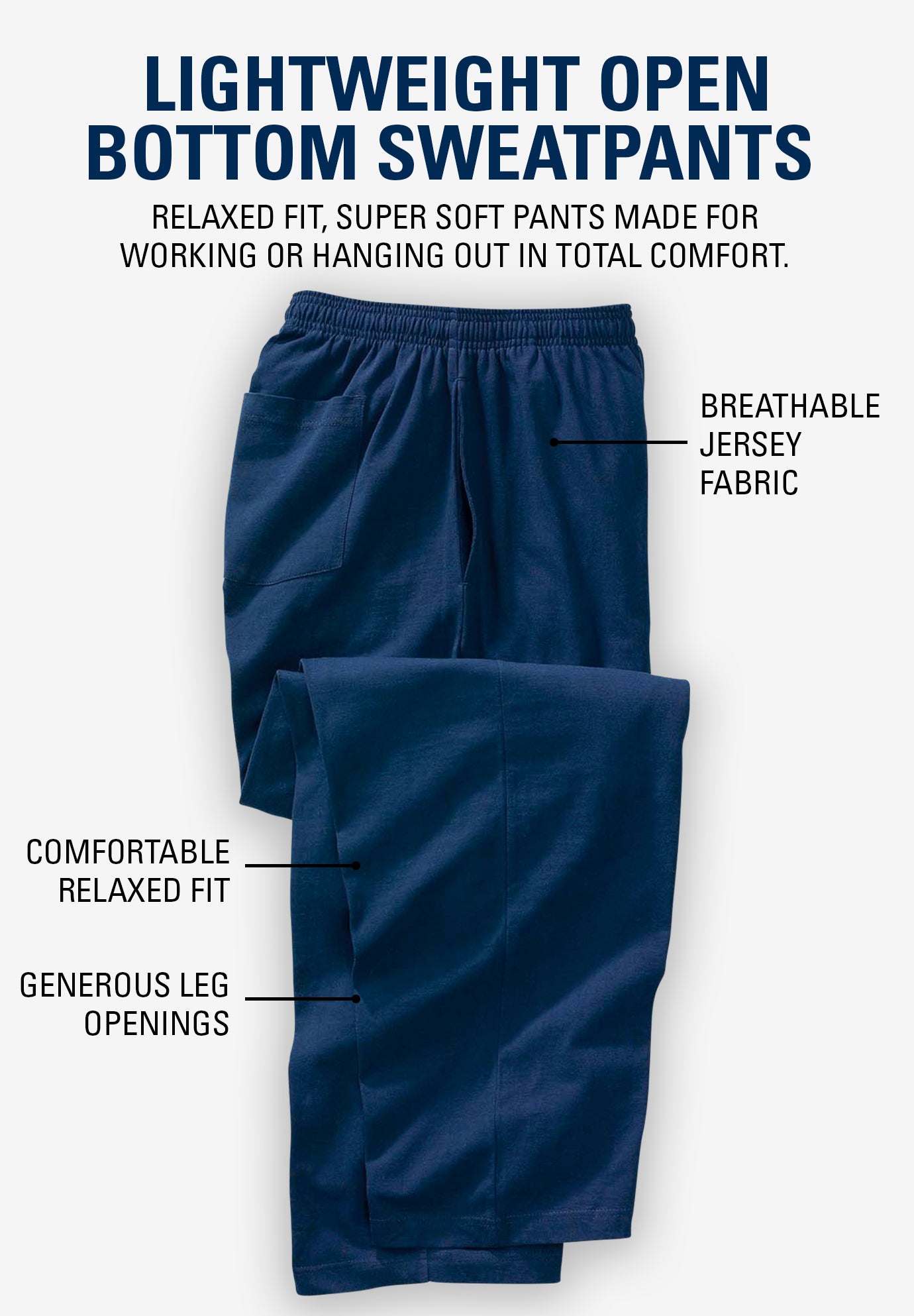 Lightweight Jersey Open-Bottom Sweatpants image number 8