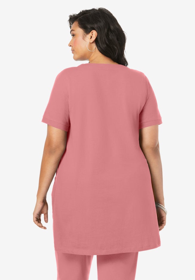 Plus Size Two Pocket Soft Knit Swing Tunic image number 1