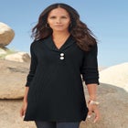 Plus Size Knit Thermal Shawl Collar Top &ndash; Long Sleeve image number null