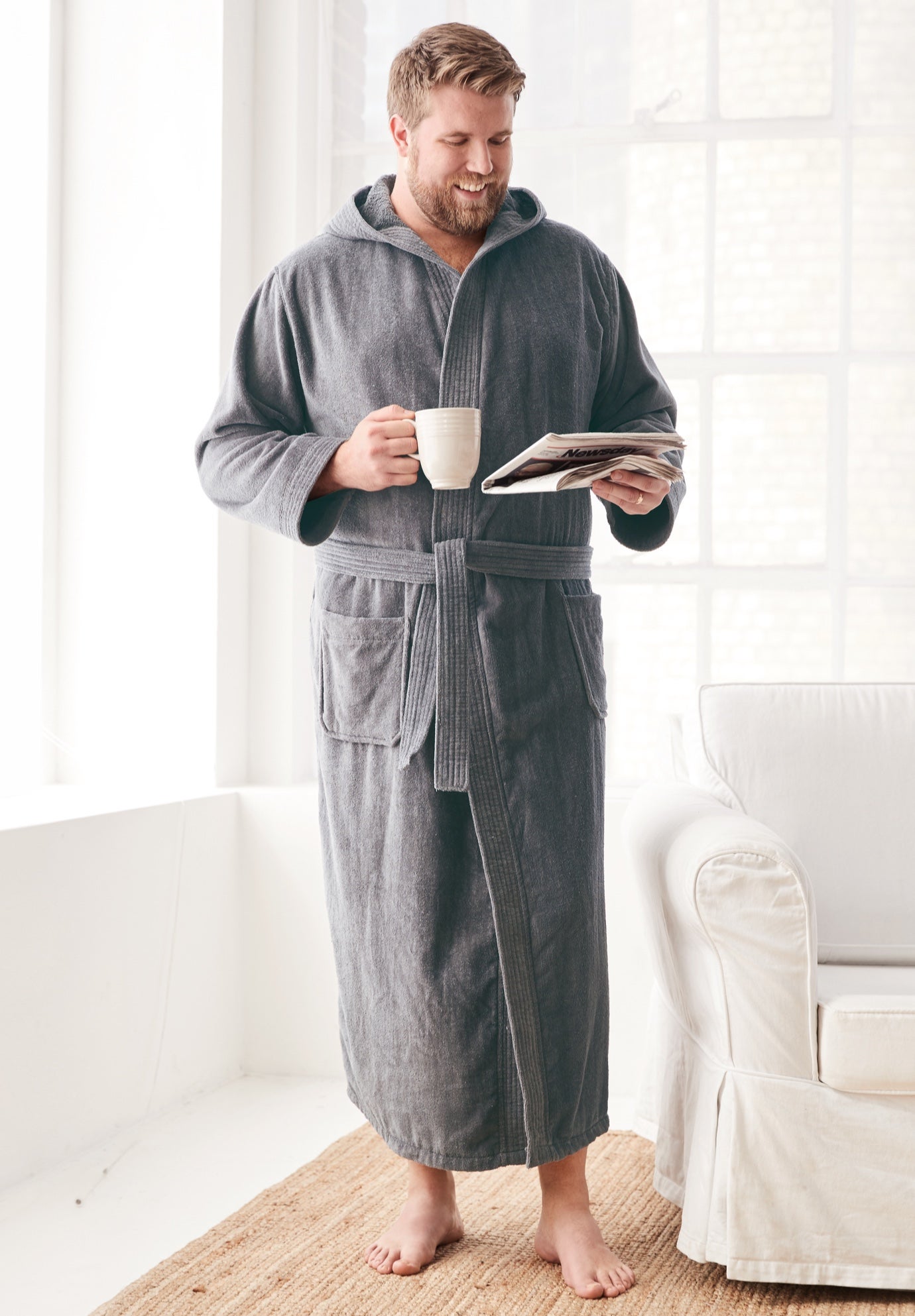 Terry Velour Hooded Maxi Robe image number 0