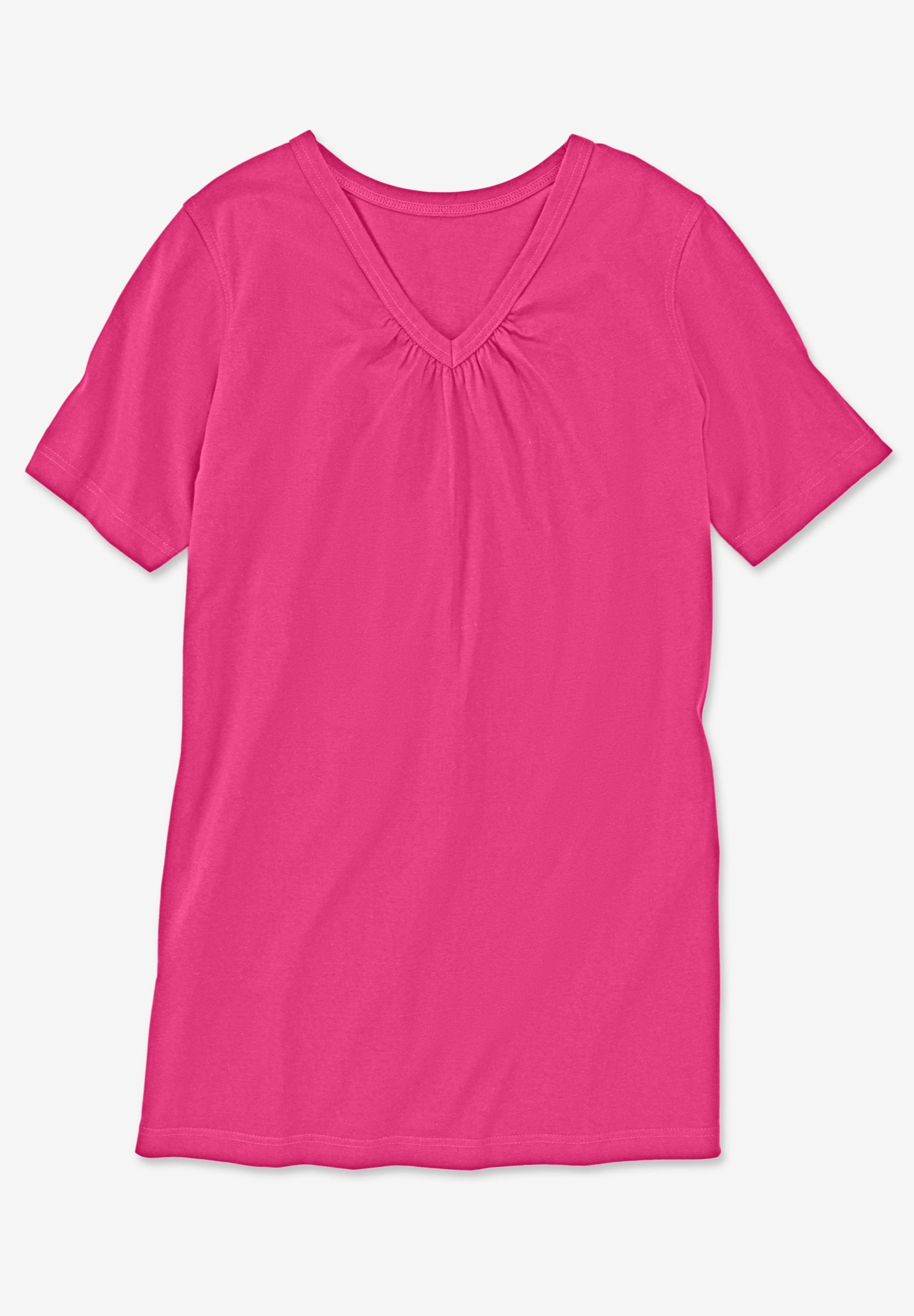 Perfect Short-Sleeve Shirred V-Neck Tunic image number 6