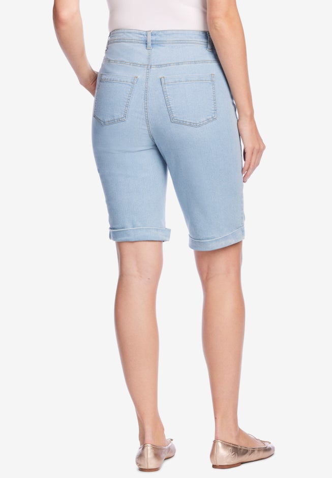 Stretch-Denim Five-Pocket Bermuda Jeans Shorts image number 1
