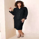 Plus Size Long Sleeve Shawl-Collar Jacket & Sheath Skirt Set – 2-Piece Suit image number null