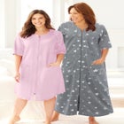 Long French Terry Zip-Front Robe image number null