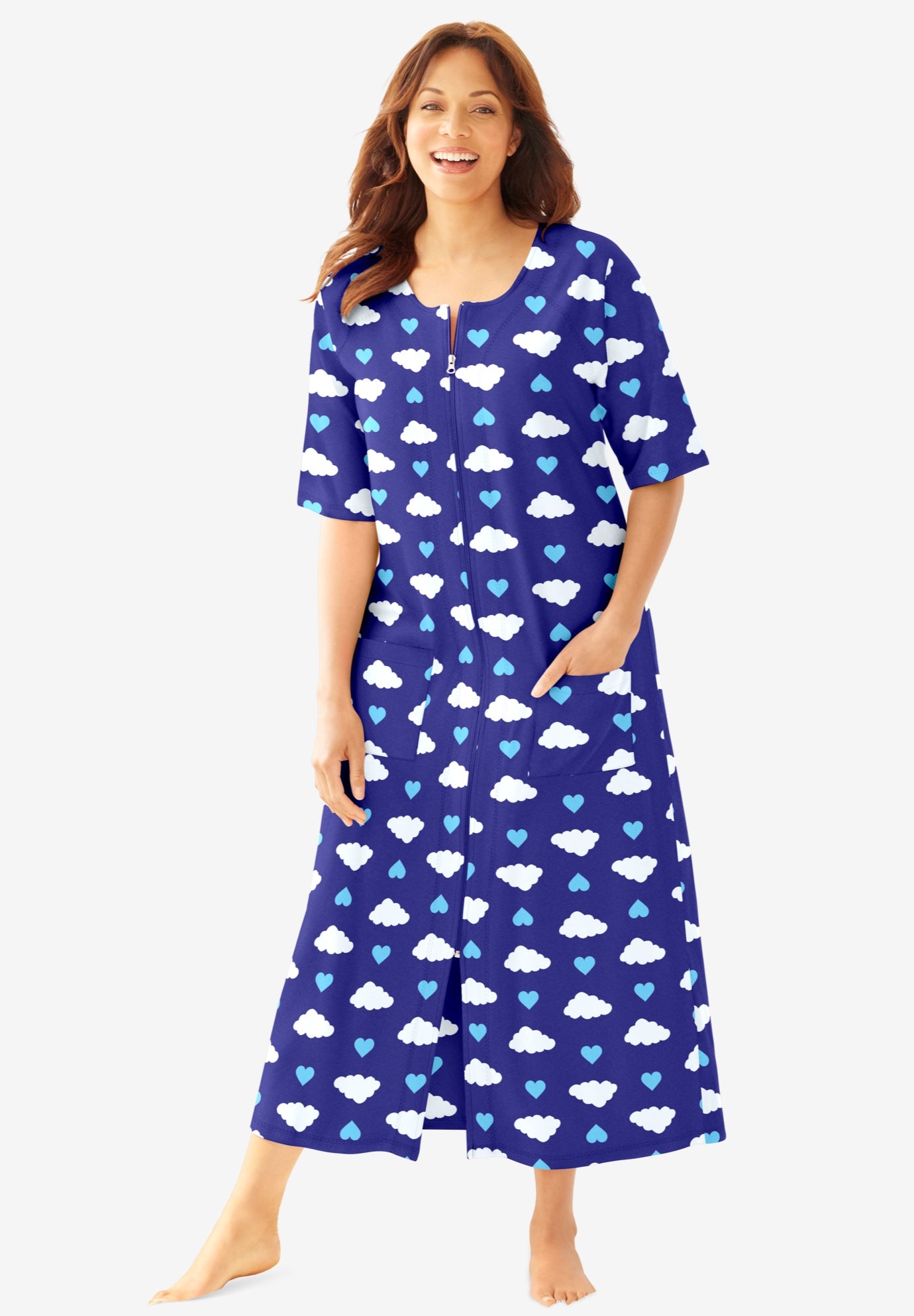 Long French Terry Zip-Front Robe image number 0