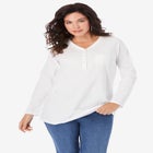 Plus Size Long Sleeve Sweetheart Henley Tee image number null