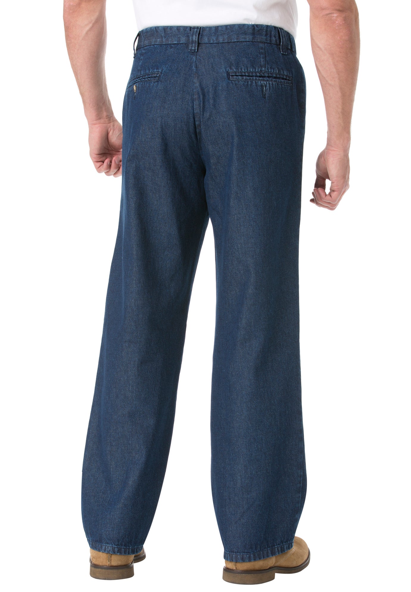 Relaxed Fit Comfort Waist Pleat-Front Expandable Jeans image number 1
