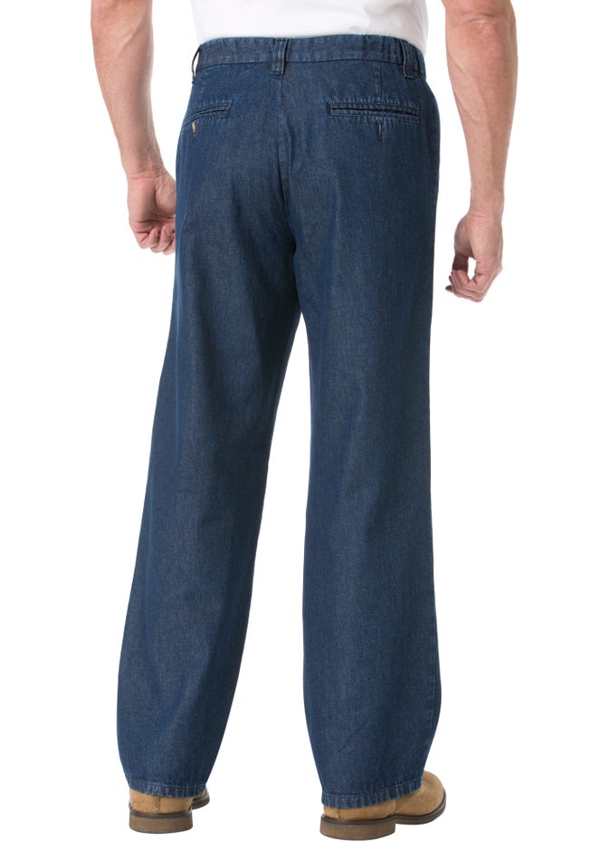 Relaxed Fit Comfort Waist Pleat-Front Expandable Jeans image number 1