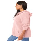 Plus Size Waffle Knit Zip Hoodie image number null