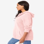 Plus Size Waffle Knit Zip Hoodie image number null