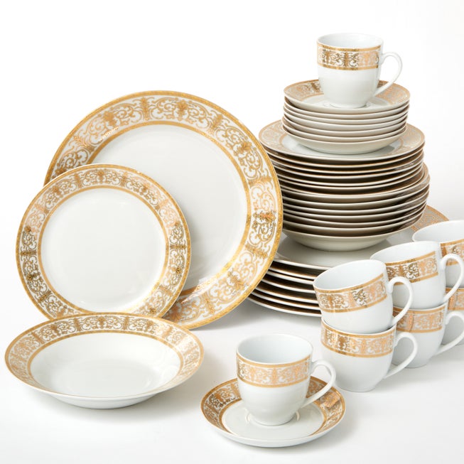 Medici 40-Pc. Golden Porcelain Dinnerware Set image number null