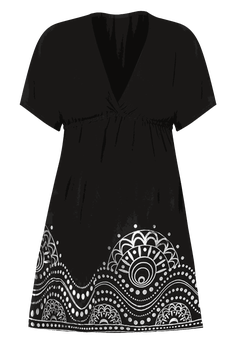 black dress with cover up Black Long Sleeve Wrap Over Maxi Dress – AX Paris US main image 1
