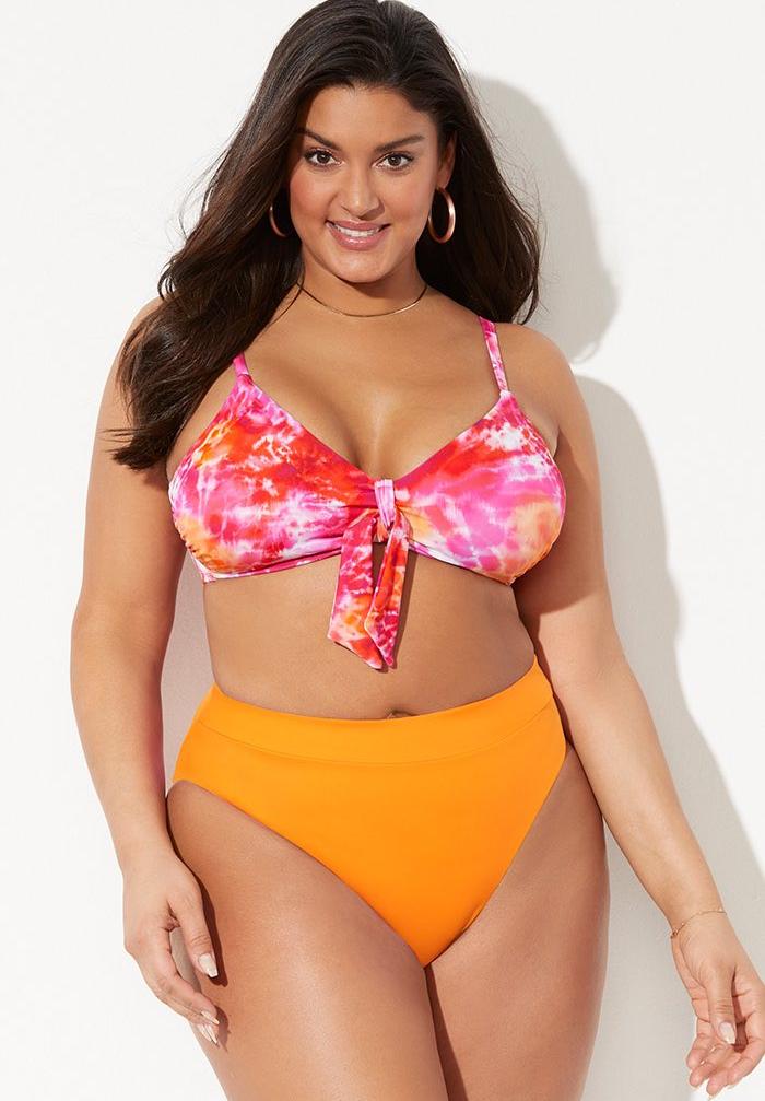 Mentor Tie Front High Waist Bikini Set, 