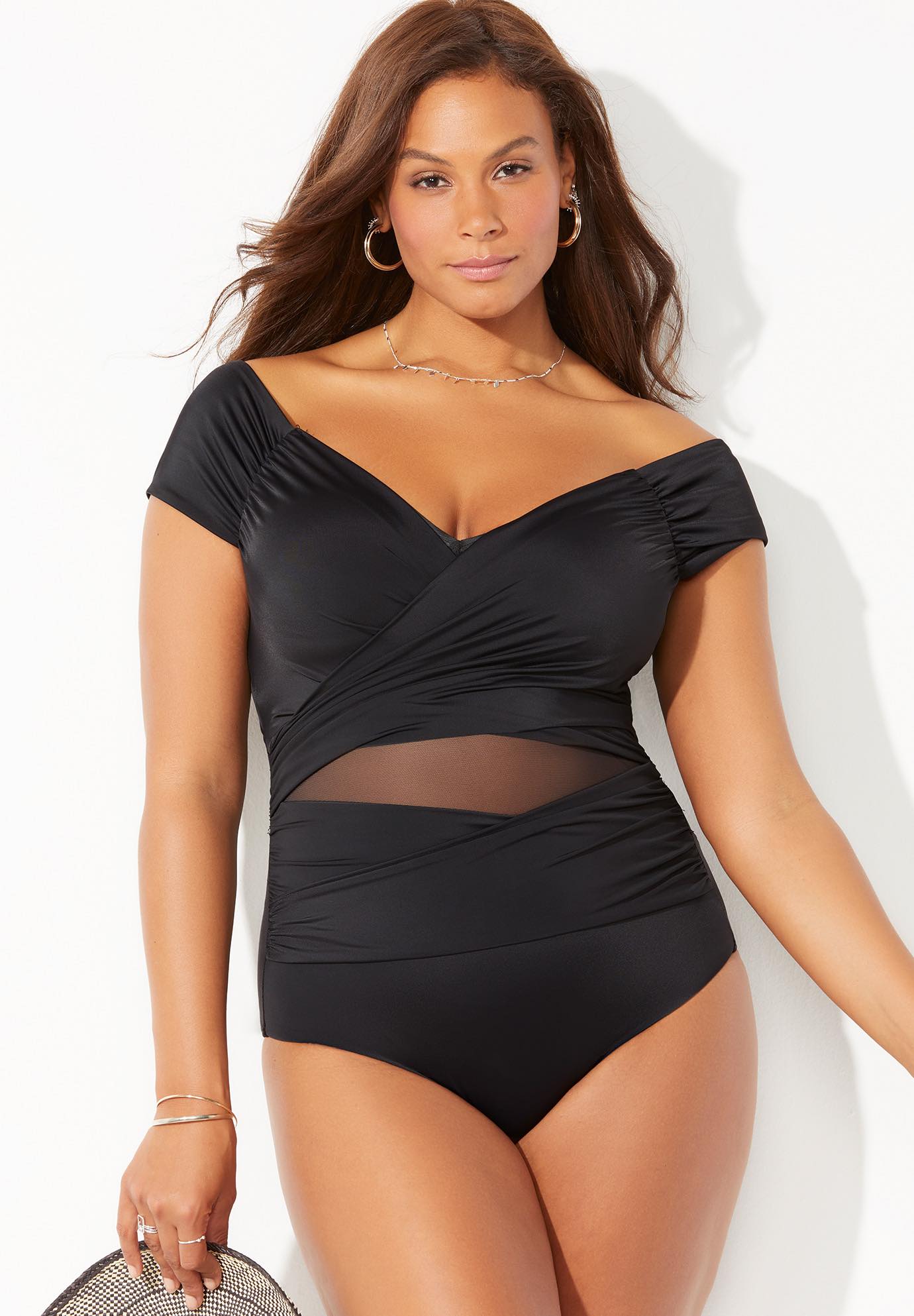 Cap Sleeve Cut Out One Piece Swimsuit, 