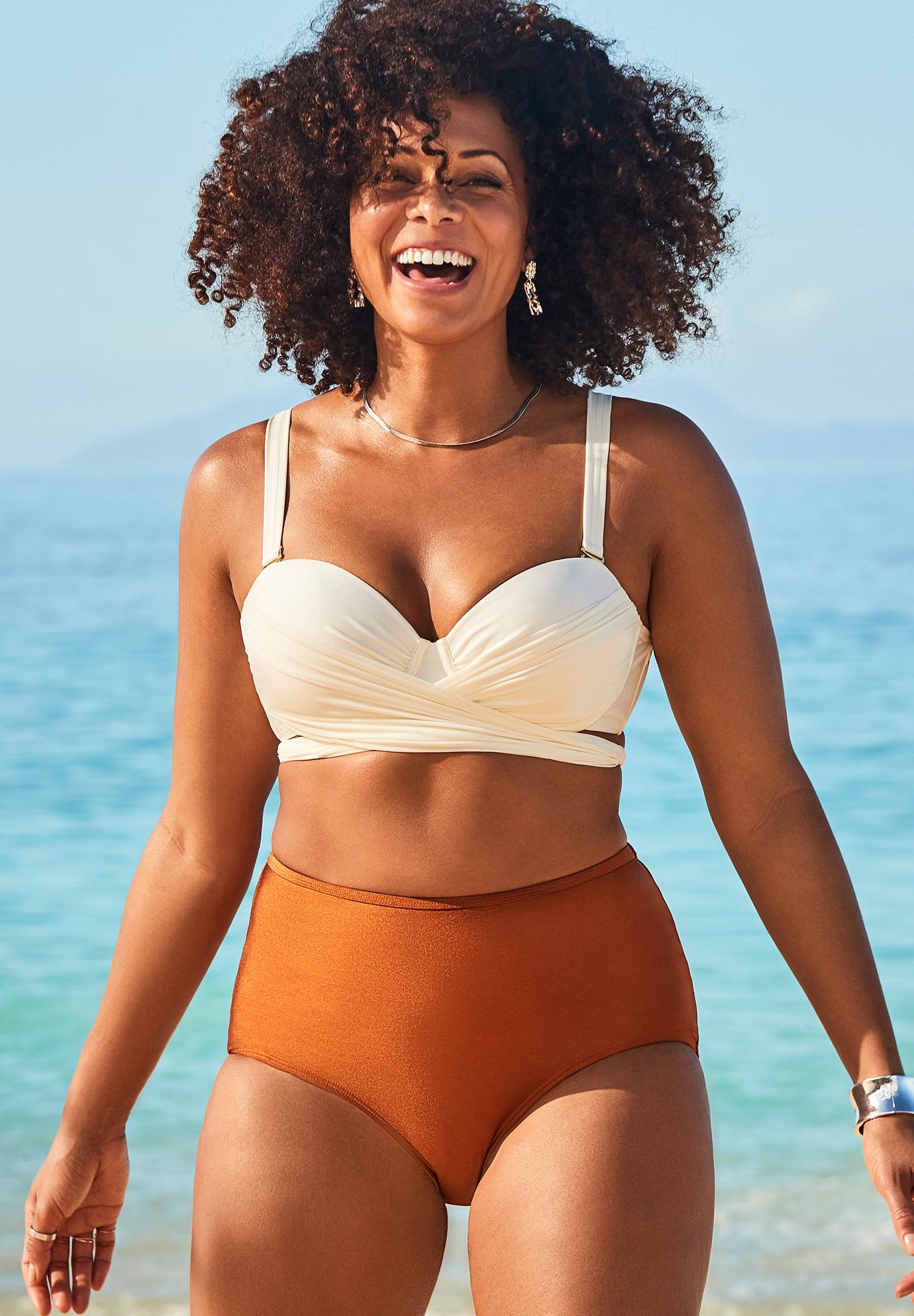 GabiFresh Cup Sized Wrap Underwire Bikini Set White Copper