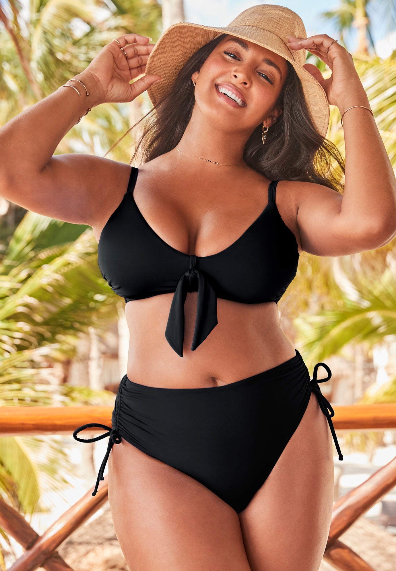 Mentor Tie Front High Waist Side Tie Bikini Set, 