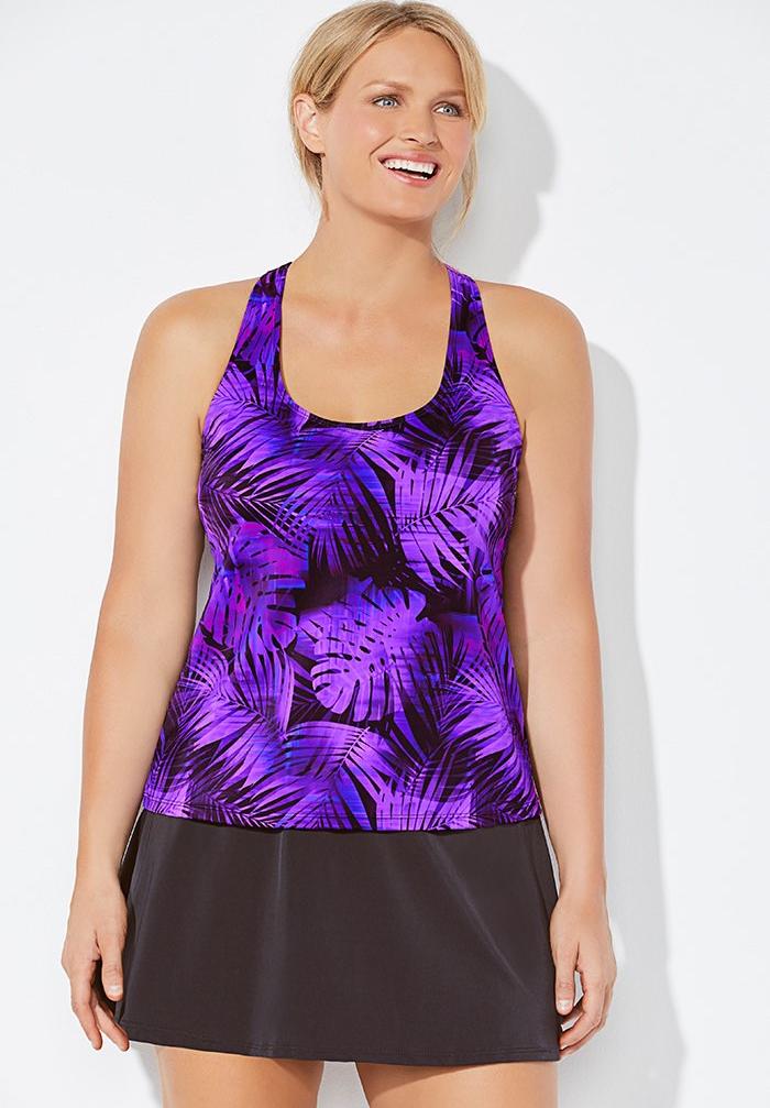 Chlorine Resistant Racerback Tankini Set with Skirt, 