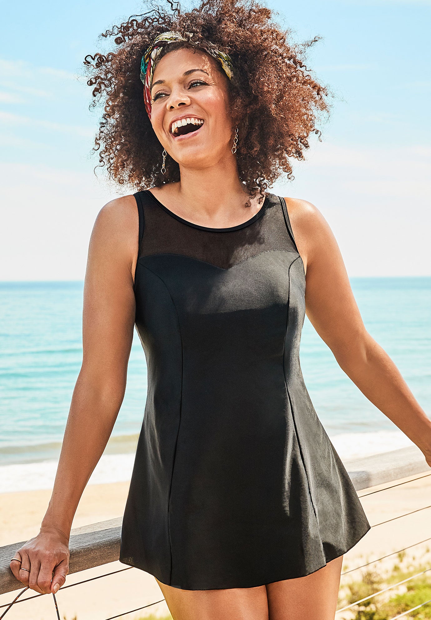 Mesh High Neck Swimdress