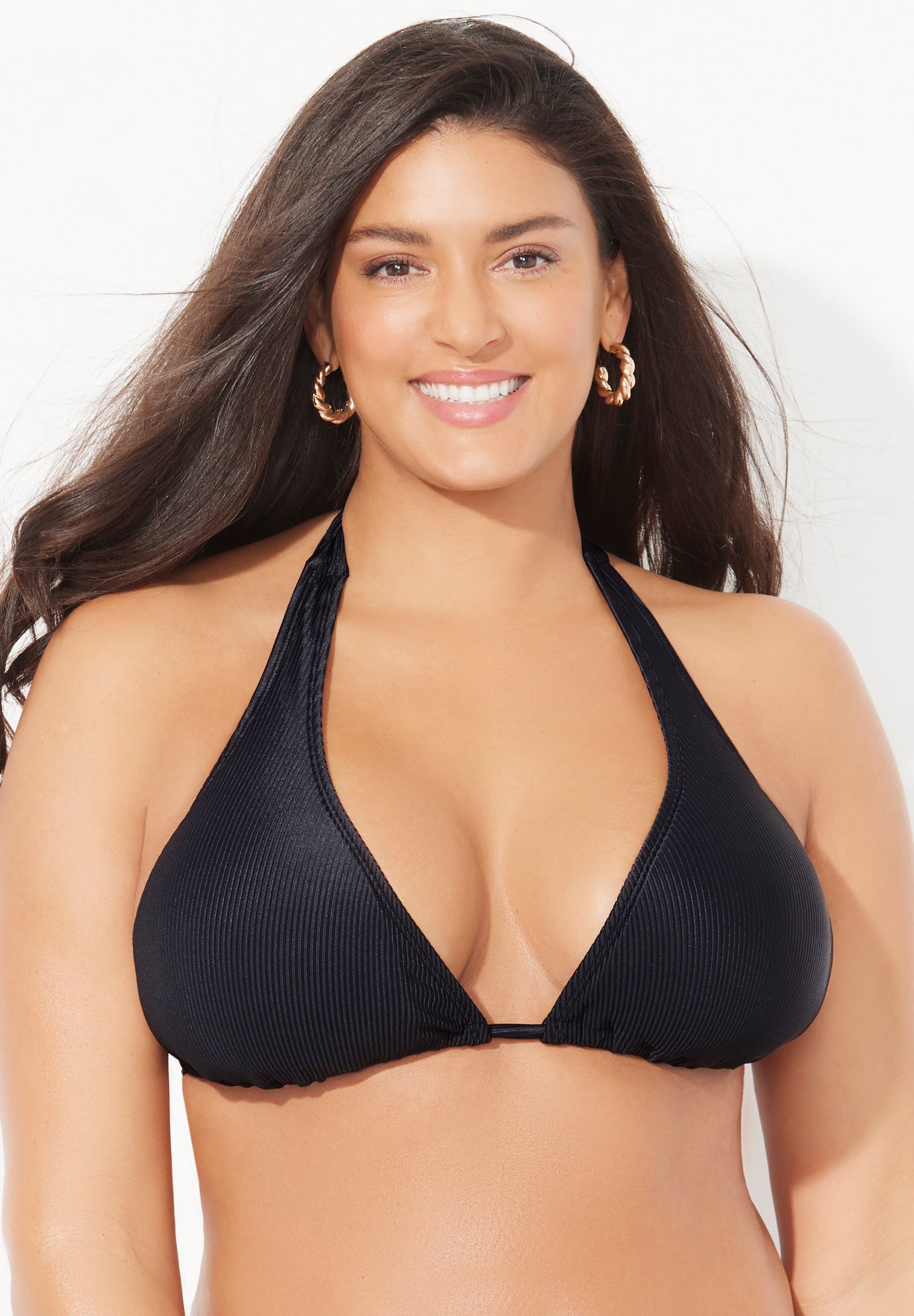 Elite Triangle Bikini Set Ribbed Black Ribbed Black Swimsuits For All
