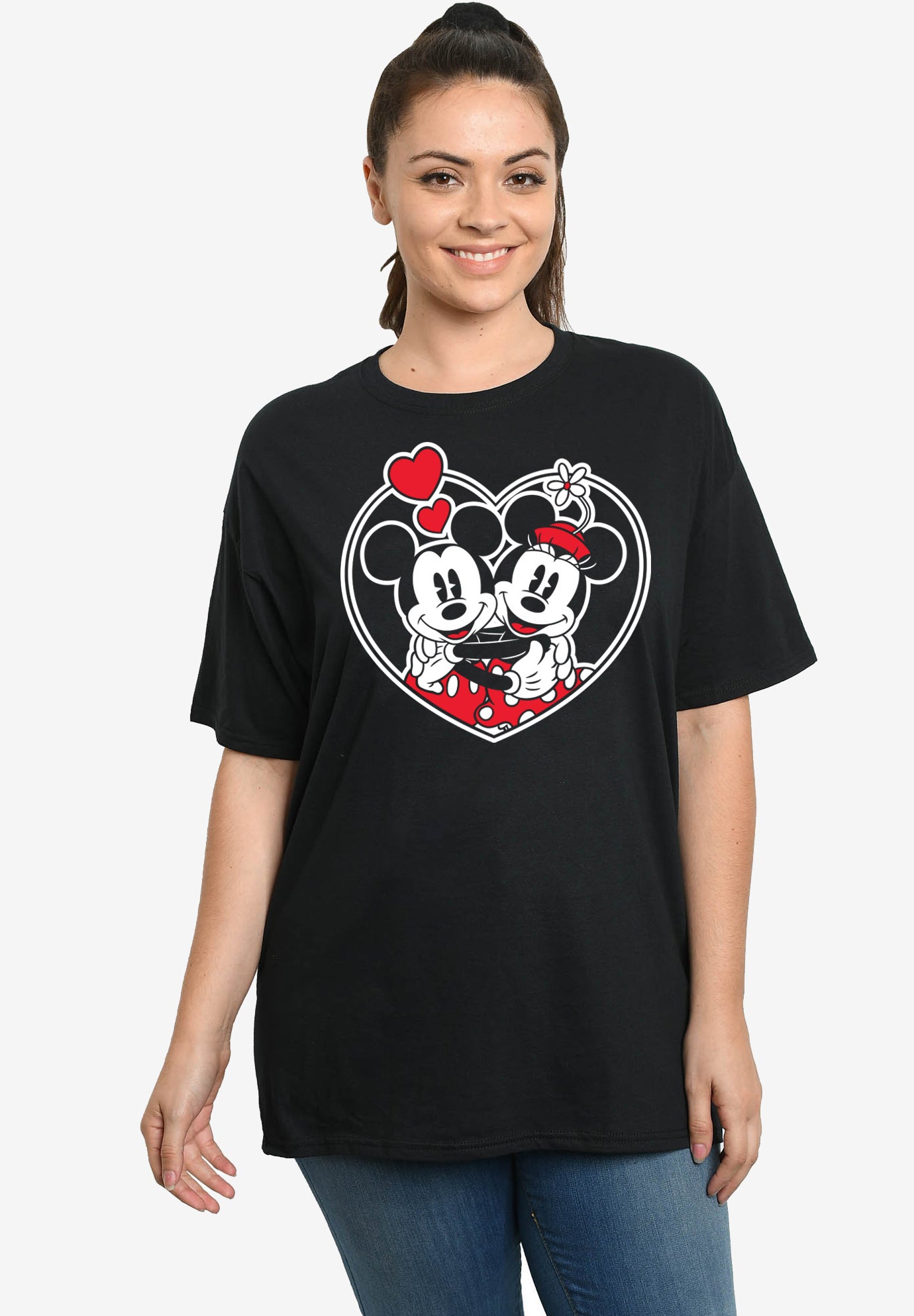 Disney Mickey and Minnie Mouse Heart Hugs Short Sleeve T
