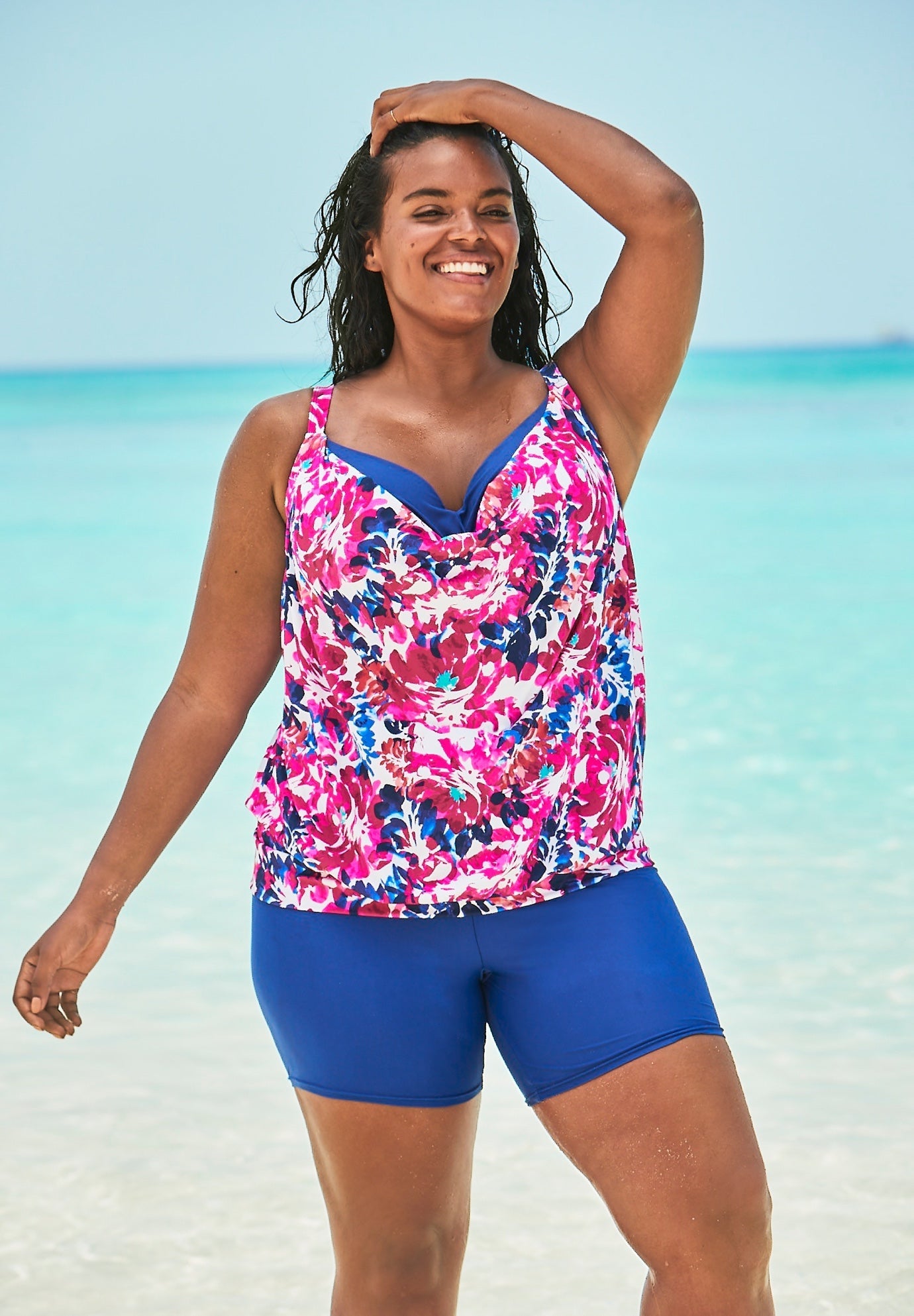 BraSized Blouson Tankini Top Swimsuits For All