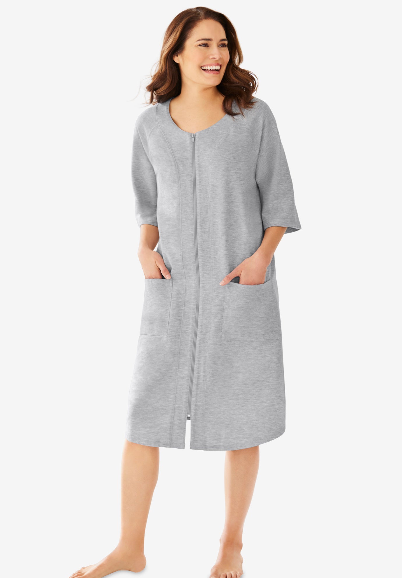 Short sleeve zip front robe new arrivals