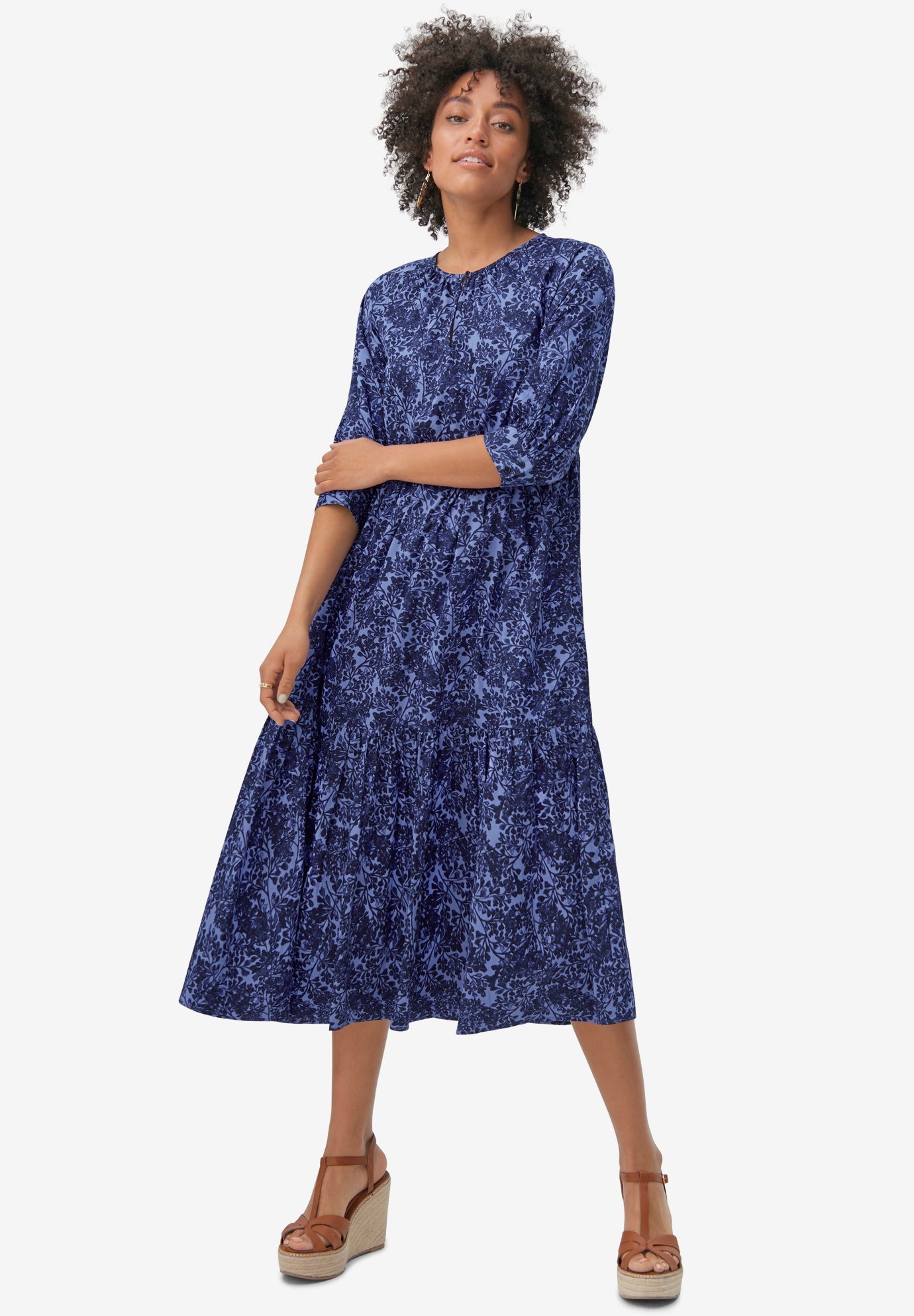 green linen dress midi Anna Linen Tiered Midi Dress-Paradise Green
