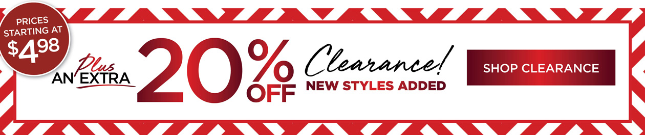 PLUS TAKE AN EXTRA 20% OFF CLEARANCE