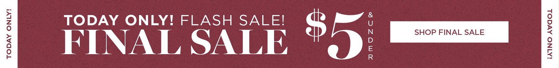 TODAY ONLY! FLASH SALE! FINAL SALE $5 AND UNDER