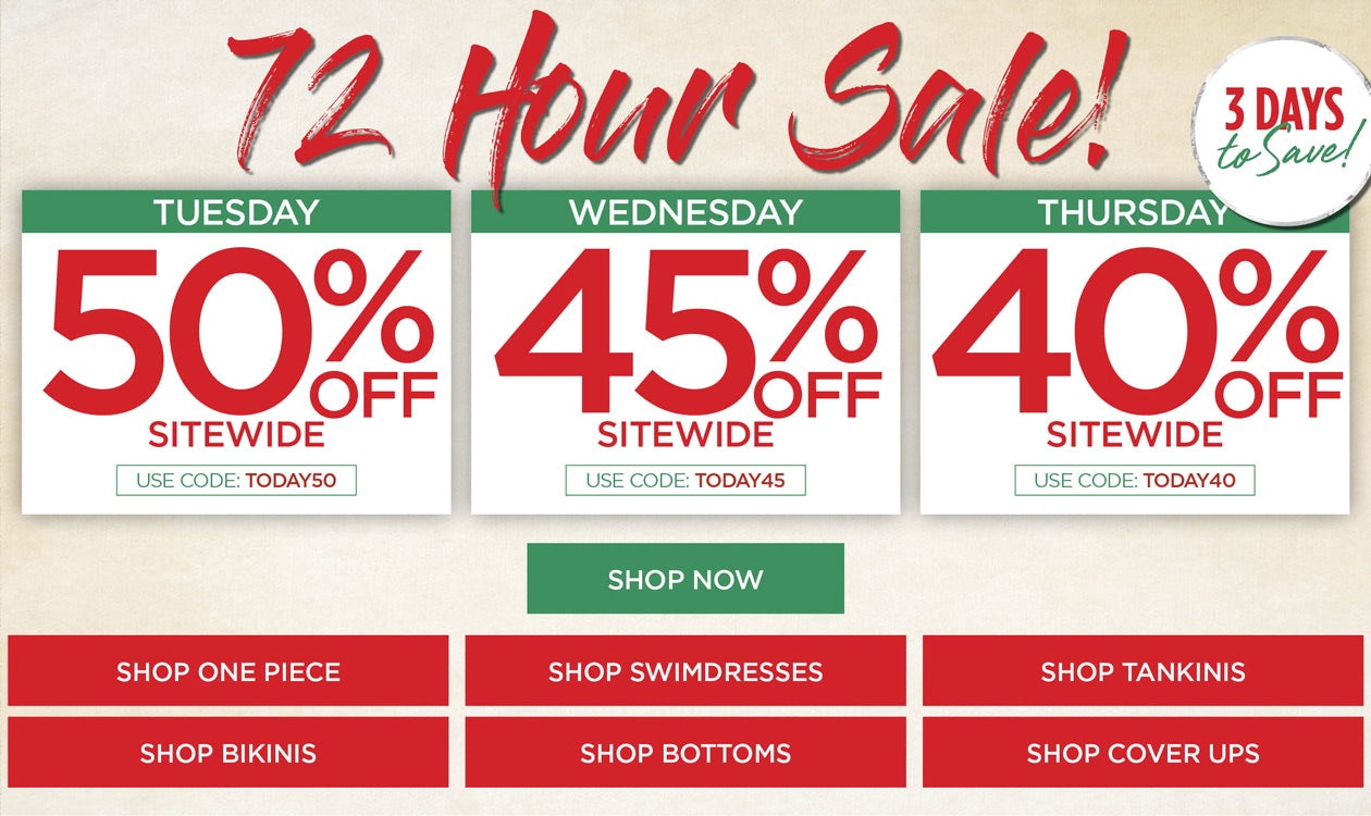 72 HOUR SALE! SHOP TODAY FOR 50% OFF SITWIDE WITH CODE: TODAY 50